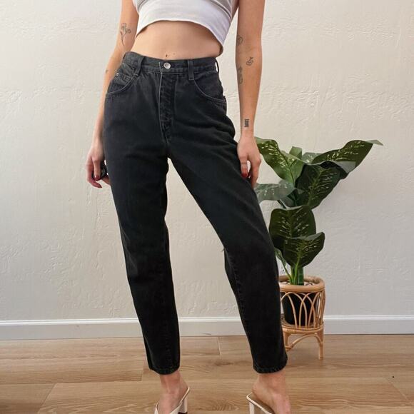 Vintage 1990's Black High Waisted Straight Leg Mom Jeans - Picture 1 of 6